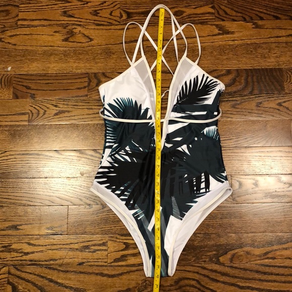 NEW! Aroa Bikini White Green One Piece Swimsuit - Picture 5 of 7